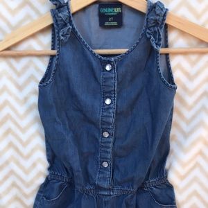 Cute Denim Onsie with Embroidered Scalloped Hem